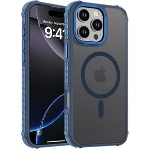 DEERLAMN Strong Magnetic Case for iPhone 16 Pro Max 6.9-Inch,[Compatible with Magsafe][Military Grade Drop Protection] Translucent Matte Shockproof Protective Phone Cover-Frosted Blue