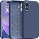 Ktele Magnetic for iPhone 16 Case [Compatible with Magsafe] [Premium Silicone Satin-Smooth Touch] Slim Shockproof Anti-Scratch Microfiber Lining Case, 6.1 inch, Navy Blue