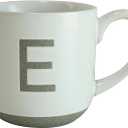 COLLECTIVE HOME - Ceramic Mug, Uppercase Letter Design, Matte Sandstone Texture, Minimalist and Stylish, 15oz, Perfect for Personalized Gifts (E)