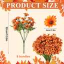 8 Bundles Artificial Orange Faux Flowers for Outdoor Planters Bulk Fake Mums Plastic Fall Daisy Floral for Home Decor Garden Outdoors Porch Pots Window Box Wedding Decorations (Orange)