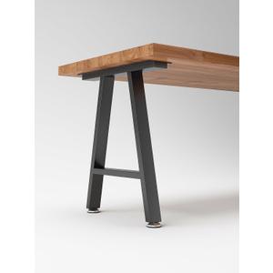 Metal Table Legs 28 inch Height x 24 inch Wide with Adjustable Protector Feet, Industrial & Rustic Style Heavy Duty Metal Furniture Legs for Desk/Table, (Bear Up to 800lb), Black, H-Shape Set of 2