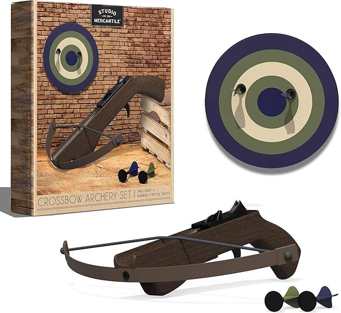 Hammer + Axe Crossbow Archery Bow and Arrow Set with 4-Rubber Tip Darts, Steel Target- Outdoor Backyard Games for Kids Safe Fun Toy Set