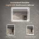 Snowdool 24"X36" LED Bathroom Mirror with Front Lights and Backlit, Anti-Fog, Dimmable, Shatter-Proof Tempered Glass, Lighted Bathroom Vanity Mirror for Wall with 3 Colors, Memory Function