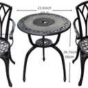 KAILI 3 Piece Bistro Table Set Cast Aluminum Outdoor Patio Furniture with Chair with armrests (Bronzed), Onesize