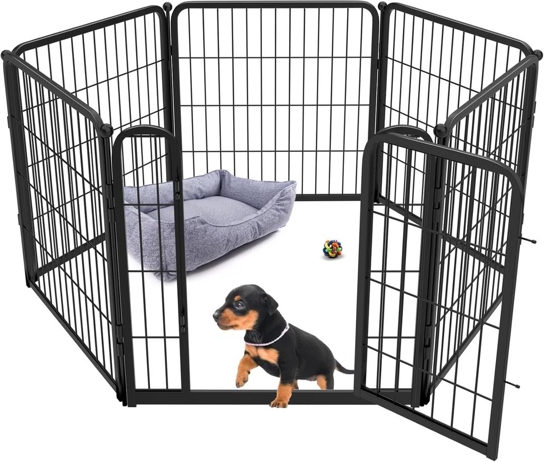 FXW Homeplus Dog Playpen for Indoor Use - Stress-Free and Safe Play, Heavy Duty 24 Inch 6 Panels Dog Pen for Puppies and Small Dogs, BlackPatented (24"H (Black))