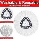 10PCS Spin Mop Replacement Heads,100% Microfiber,Machine Washable,360° Rotation