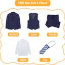 YND Boys Formal Slim Fit, 5-Piece Suits for Kids, Jacket Vest Pants Shirt and Tie for Wedding Prom Light Gray (10yrs)