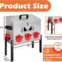 48 LB Large Automatic Chicken Feeder, No Waste Metal Poultry Feeder with 8 Ports, Weatherproof Outdoor Dispenser with Adjustable Legs & Locking Lid for Backyard Chickens, Silver