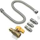 1212MMKIT 22” Flexible Natural Gas Hose Kit with 1/2" Male Flare x 1/2" Male Pipe 1/2" Male Flare x 3/8" Male Pipe 1/2" Male Flare x 3/8" Female Pipe Propane Hose Heater Hose Connectors