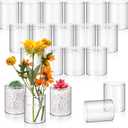 Vesici 20 Pcs Plastic Cylinder Vase Acrylic Cylinder Vase Bulk Small Clear Flower Container Hurricane Candle Holder Round Wide Container Centerpiece for Home Office Wedding Decorations (4 Inch)