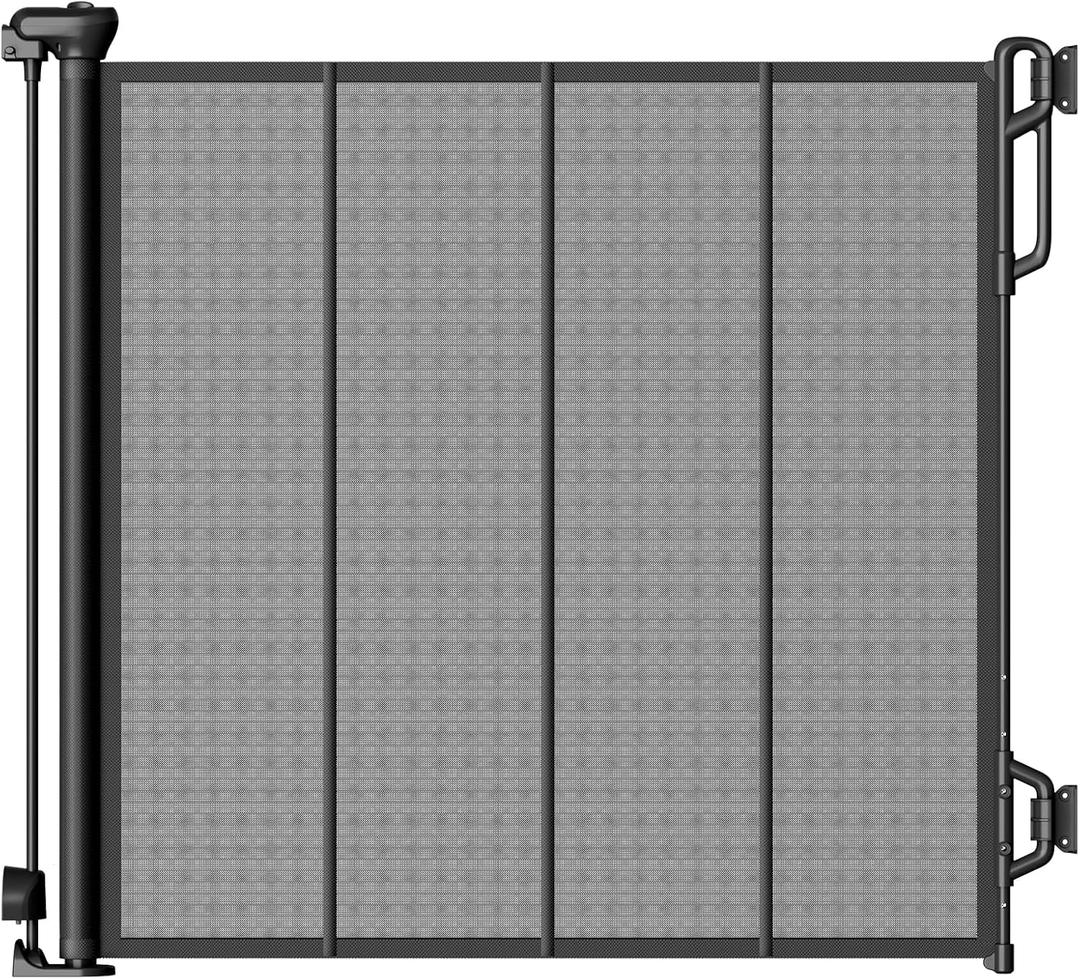 Reinforced Retractable Baby Gate or Mesh Dog Gate,Easy to Use for Stairs, Doorways, Hallways, Indoor, Outdoor, Wide Pet Gate 33.5" Tall, Extends to 55" Wide, Black