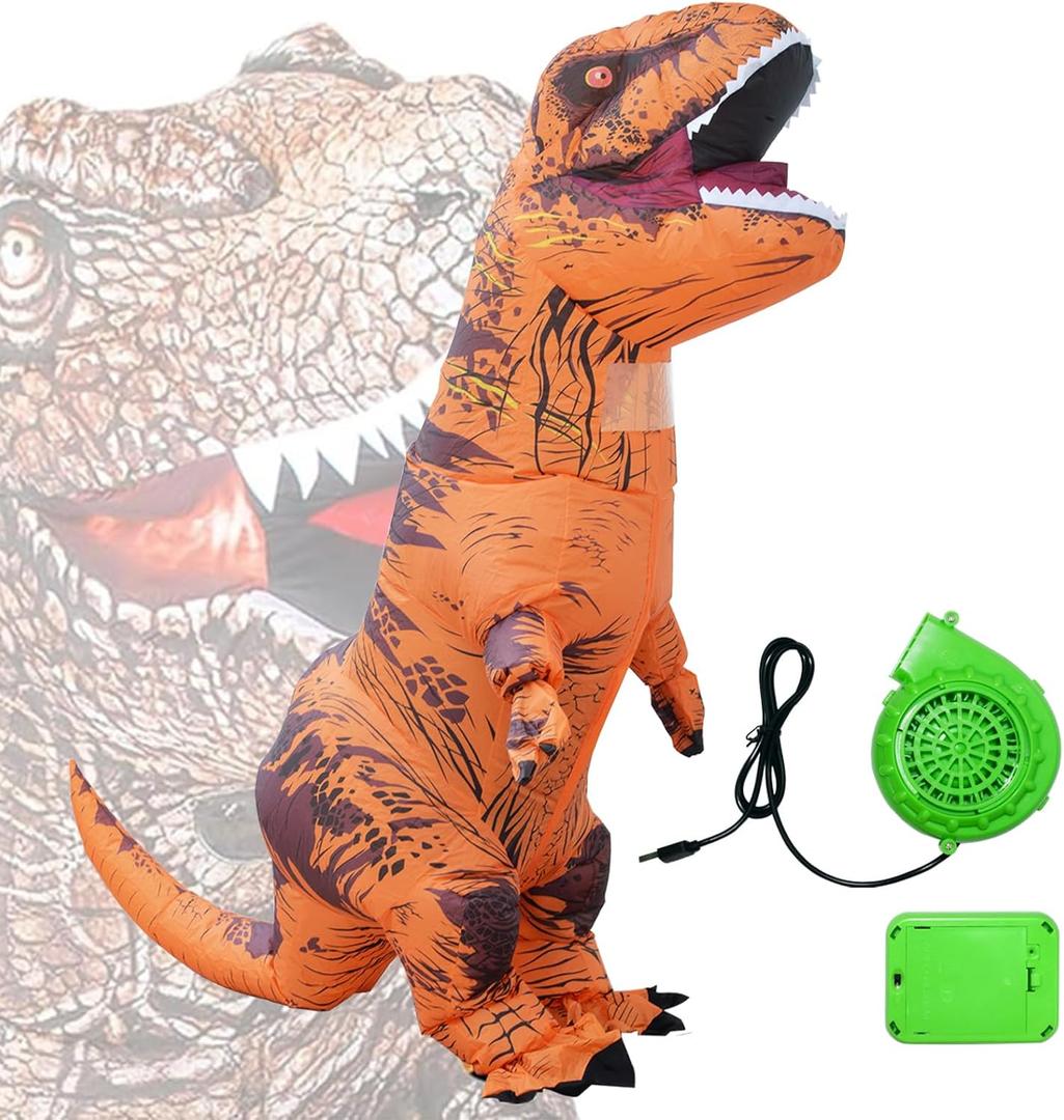 Stand Up Adult Dinosaur Inflatable Costume, Halloween Cosplay Party Christmas Inflatable Dinosaur Costume, Adult Inflatable Dinosaur Costume (Orange) One Size