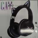 Cat Ear Bluetooth Headphones for Kids, Wireless Foldable Headphones with Microphone, LED Light Up Over Ear Headphones with Mic, for Home Office CellphoneiPhone/iPad/Laptop/PC (Black)