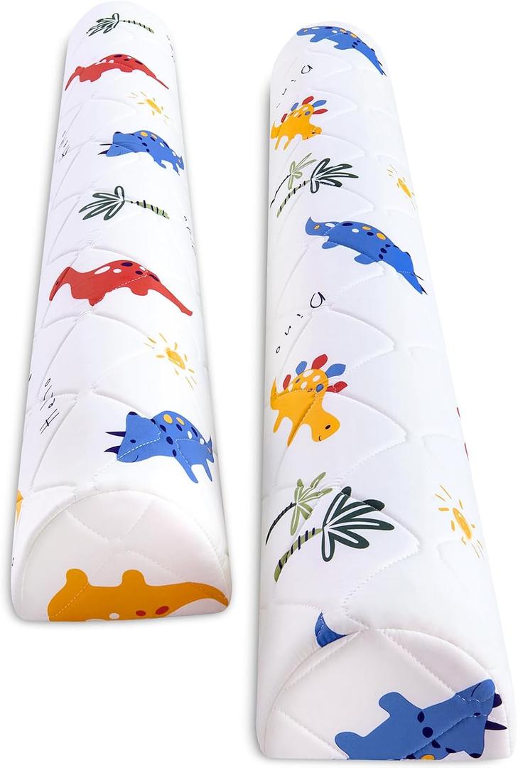 Ceekliybear 2-Pack Premium Foam Bed Bumpers for Toddler, Non-Slip Bed Rails for Toddlers for Twin, Queen, King Beds, Machine Washable Bumpers Cover for Easy CareSize52" x 7" x 5"  Fun Dinosaur, 2
