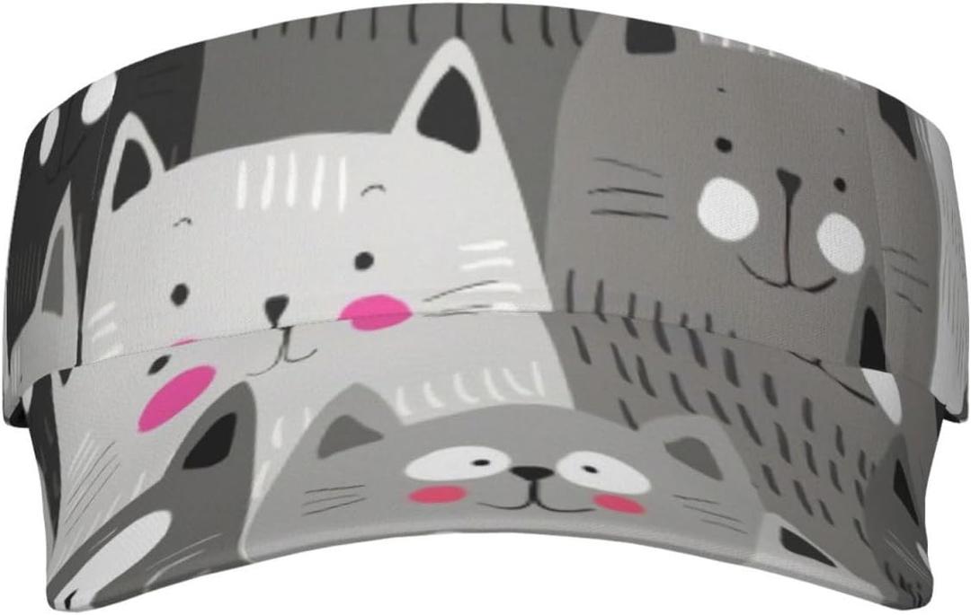 Potato Sport Sun Visor Hat Adjustable Summer Outdoor Travel Beach Ball Cap Empty Top Baseball Cap for Men Women (Gray)