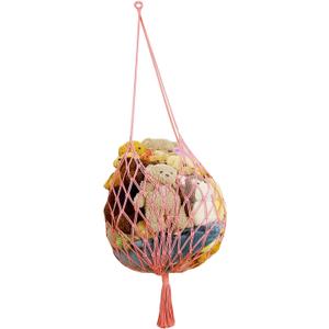 Amdermi Stuffed Animal Storage Hammock Corner Hanging Net Stuffy Animal Hammock Macrame Toy Display Plush Toy Holder for Kid Bedroom Decor Boho Nursery Playroom Organizer (pink)