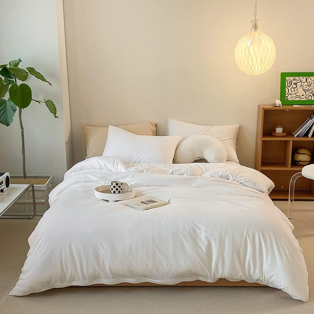 CLOTHKNOW White Queen Comforter Set 3Pcs White Bedding Comforter Sets Soft All Season Bed Comforter Sets Queen Comforter with 2 x Pillowcases