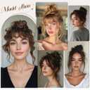 Messy Bun Hair Piece Human Hair Medium Brown Highlighted Bleach Blonde Tousled Stretchy Fluffy Donut Ponytail Extensions for Women(1 Count #p4-613