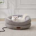 ZOMISIA Cat Heating Bed Indoor - Adiustable Temperature Pet Heating Pad with Timer and Chew Resistant Cord, Washable Puppy Bed with Non-Slip Bottom, 21" x 21" x 8", Grey