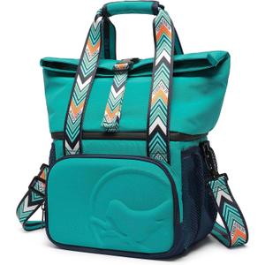 SUNNY BIRD Dual Compartment Lunch Bag Insulated Lunch Box for Women and Men (Turquoise Green)