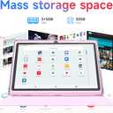 Android 14 Tablet 7 inch Tablets with Case, 8GB RAM 32GB ROM 1TB Expand, Quad-Core Processor Tablet PC, 1024 x 600 IPS Screen, Dual Camera, 3000mAh Battery, Bluetooth, WiFi, GMS, Widevine L1, Pink