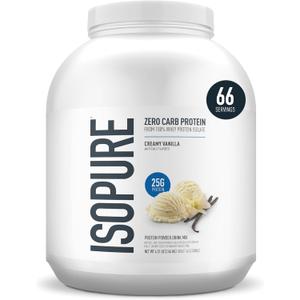 Isopure Zero Carb 100% Pure Whey Isolate Protein Powder, Lactose Free, Gluten Free, With Vitamins, Creamy Vanilla, 25g Protein Per Serving, 4.5 Lbs, 66 Servings (Packaging May Vary) (EXP 07/08/27)