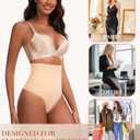 Ecogoose Tummy Control Thong Shapewear for Women - Seamless High Waisted Body Shaper Panties - Anti-Roll Firm Compression Faja for Under Tight Dresses & Jeans, Large