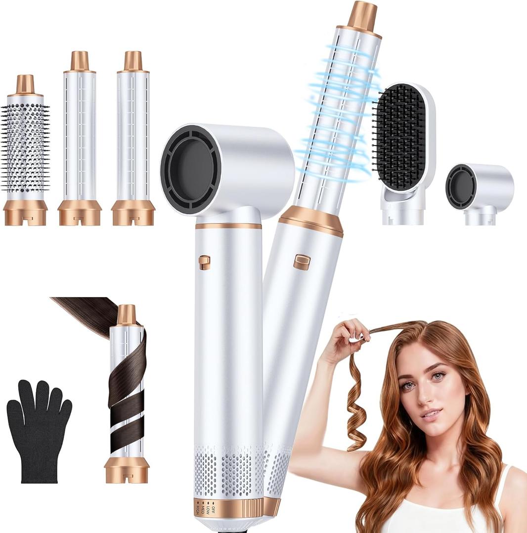 Blow Dryer Brush 5 in 1, Negative Ion Hair Dryer Brush Set Upgrade Hot Air Brush Air Styler Curling Wrap Air Curler, Curling Iron Hair Styling Tools As A Gift for Straight/Curl/Drying/Smoothing