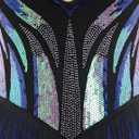 IBAKOM Women Sexy Fringe Bodysuit Open Back Sparkly Sequins Tassel Latin Jazz Dance Outfits Trapeze Acrobat Circus Costume, M
