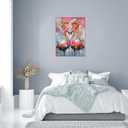 yerretin Flamingo Wall Art Banksy Graffiti Pictures Wall Decor Pink Canvas Painting Modern Home Decoration Artwork for Bathroom Bedroom Living Room Office Framed 12"x16"
