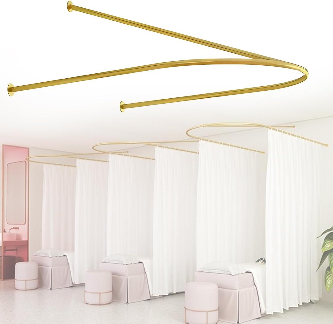Curtain for Beauty Salon, Beauty Salon Privacy Partition Curtain, Wall Hanging Room Dividers Without Curtain, U-Shaped Room Rod with Ceiling Support,for Bedroom Hotel (Gold Rod)