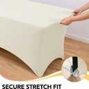6-Pack Premium Cream Spandex Tablecloths for 8ft Rectangle Tables, Stain & Wrinkle-Resistant, Washable Stretch Polyester Fitted Table Cover for Weddings, Banquets, Trade Shows Events