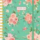 Planner 2025-2026, Academic Planners from Jul.2025-Jun.2026, 2025-2026 Weekly and Monthly Planner Spiral Bound, AIMPEAK Daily Planners for Women, Monthly Tabs, Inner Pocket, Green Floral, 8.5"x6"