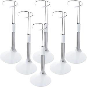 Yaocom 6 Pcs Adjustable Doll Stands for 12 Inch to 18 Inch Dolls Display Stand with Expandable Waist Wire Action Figure Display(White)