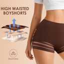 High Waisted Boyshorts for Women Slight Tummy Control Shapewear No Show Underwear Ladies Stretch Mesh Panties (Brown, M)