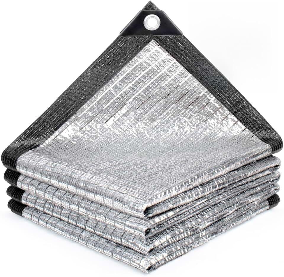 SUNNY GUARD Aluminum 85% Shade Cloth, 6x12FT Reflective Mesh Tarp for Outdoor Pergola, Greenhouse, Car, Chicken Coop and Dog Kennel Cover (Silver)