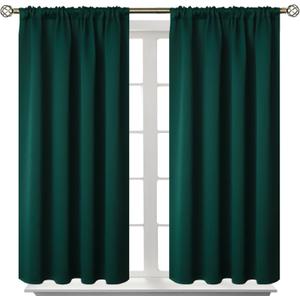BGment Emerald Green Blackout Curtains 40 Inches Long for Bedroom Kitchen - Short Length Thermal Insulated Darpes with Rod Pocket Darkening for Bathroom Christmas, 2 Panels, 42 x 40 Inch