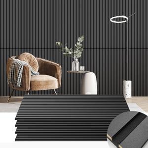 4 Pack Wood Panels for Wall, 47.2"23.6" Wood Slat Acoustic Panels for Wall, Soundproof Panels, 3D Fluted Panels for Interior Decor (Black)