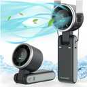 Portable Handheld Turbo Fan, 5 Gear Wind, Battery Operated, Up to 12 Working Hours, 3 IN 1 Hand Fans with Air Turbo Tech Cooling Fan for Outdoor Activities, Travel, Beach (Black)