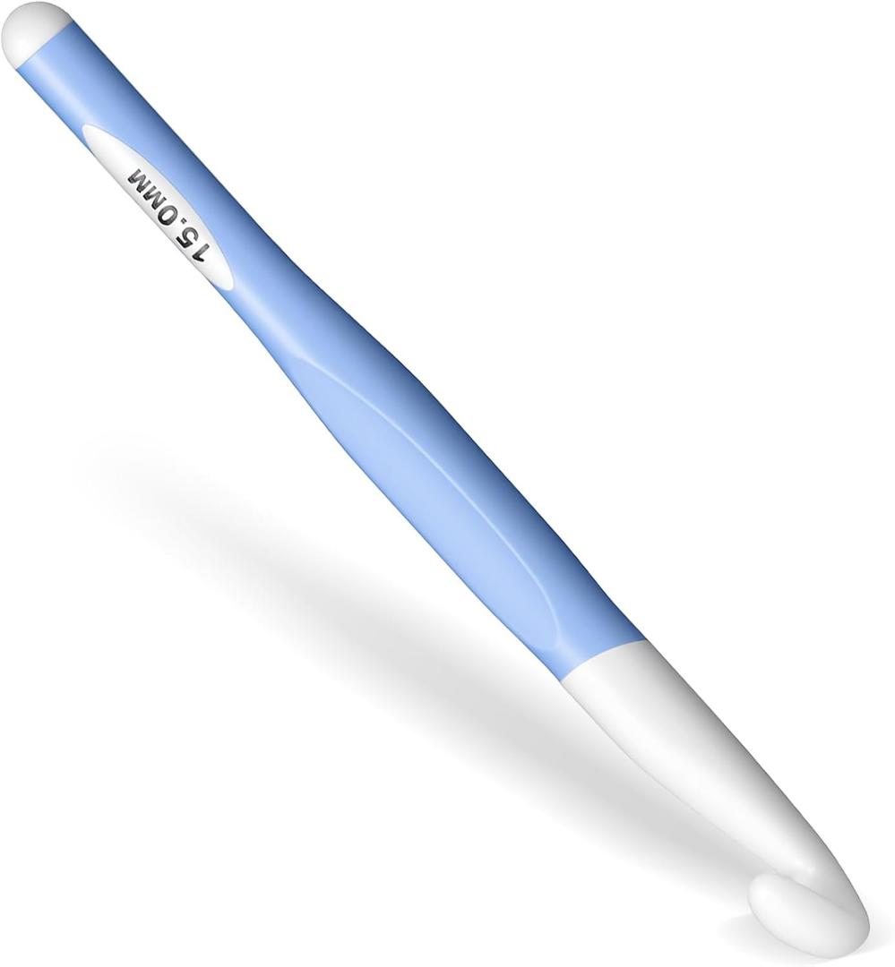 Crochet Hook P, 15mm Crochet Hook Size P with Ergonomic Handle for Chunky Yarn, Scarf, DIY, Wool Products (Blue)