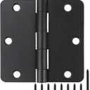 12 Pack Black Door Hinges Black Matte Black Hinges for Doors 3 1/2 Interior Door Hinges 3.5" x3.5 Inch Hinges Rounded 1/4" Raidus Standard Residential Bedroom Door Hinge Sturdy Door Hardware