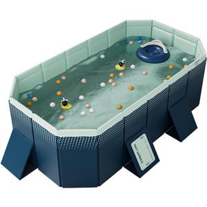 Dog Pool - Foldable With Unique Octagonal Design, Scratch Resistant Bathing Tub for Pets, Portable for Indoor Outdoor Use (Blue, 71" Lx54 Wx20)