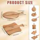Hsei 2 Pcs Acacia Wood Cutting Board with Handle Wooden Charcuterie Board Large Paddle Carving Chopping Set Butter Serving Tray for Cheese Meat Fruit Pizza Bread Baking(Practical Handle)