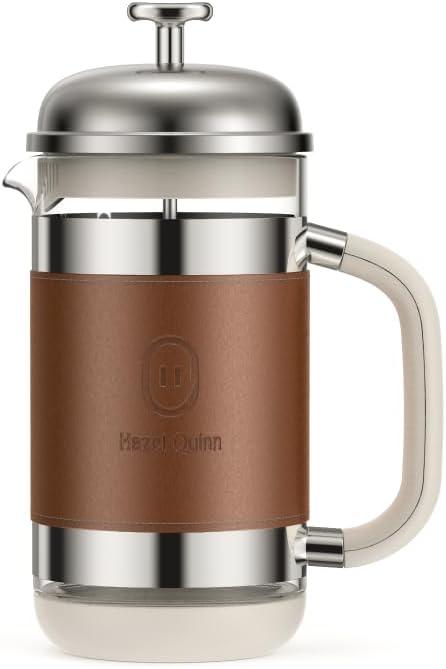Hazel Quinn French Press Coffee Maker, 450ml/15oz, Heat-Resistant Borosilicate Glass, 304 Stainless Steel, BPA-Free, Easy to Clean, Precision Filtration for Coffee & Tea, Ideal for Home, Travel Hazel Quinn French Press Coffee Maker, 450ml/15oz, Heat-Resistant Borosilicate Glass, 304 Stainless Steel, BPA-Free, Easy to Clean, Precision Filtration for Coffee & Tea, Ideal for Home, Travel
