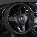 Faux Leather Steering Wheel Covers for Men Women,Universal 15 Inch Anti-Slip Odorless Car Wheel Protector (Standard Size[14 1/2''-15''], Black)