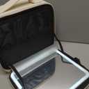 MOMIRA Travel Makeup Bag Cosmetic Bag Makeup Organizer Bag with Lighted Mirror, Adjustable Brightness in 3 Color Scenarios, Waterproof Makeup Train Case, Gift for Women - Khaki (Small)