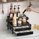 Homsorout Coffee Syrup Rack Organizer - 4-Tier 8 Syrup Wine Bottles Stand with 82 Storage Drawer for K Cups, Coffee Pod Holder for Countertop, Bar Station, Kitchen, Black