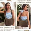 izuzta Quilted Puffer Tote Bag Large Puffy Crossbody Shoulder Bag, Lightweight Soft Nylon Quilted Oversized Padding Hobo Tote Bag Handbags Puff Purse Carryall Gym Bag Trendy Tote for Women(Brown)