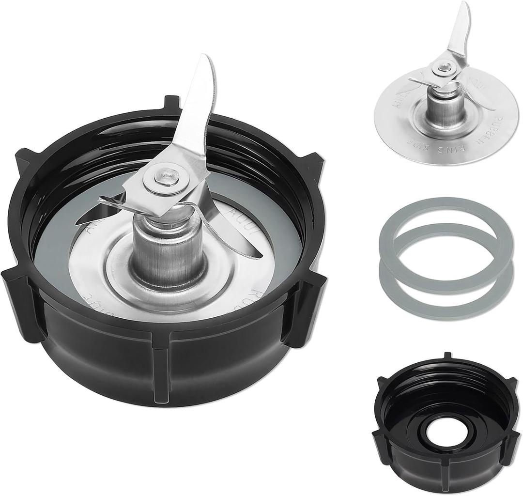 Oster Blender Replacement Parts Ice Blade and ABS Plastic Base with 2 Rubber O Ring Gaskets - Compatible Osterizer Blender Accessories - Durable Stainless Steel Blades for Smooth Blending