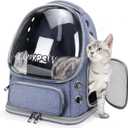 Cawypety Cat Backpack Carrier, Breathable Cat Carrier Large Space Bubble Pet Backpack for Kitty Small Dog up to 12lbs, Transparent & Foldable Pet Carrier for Travel Hiking (Blue